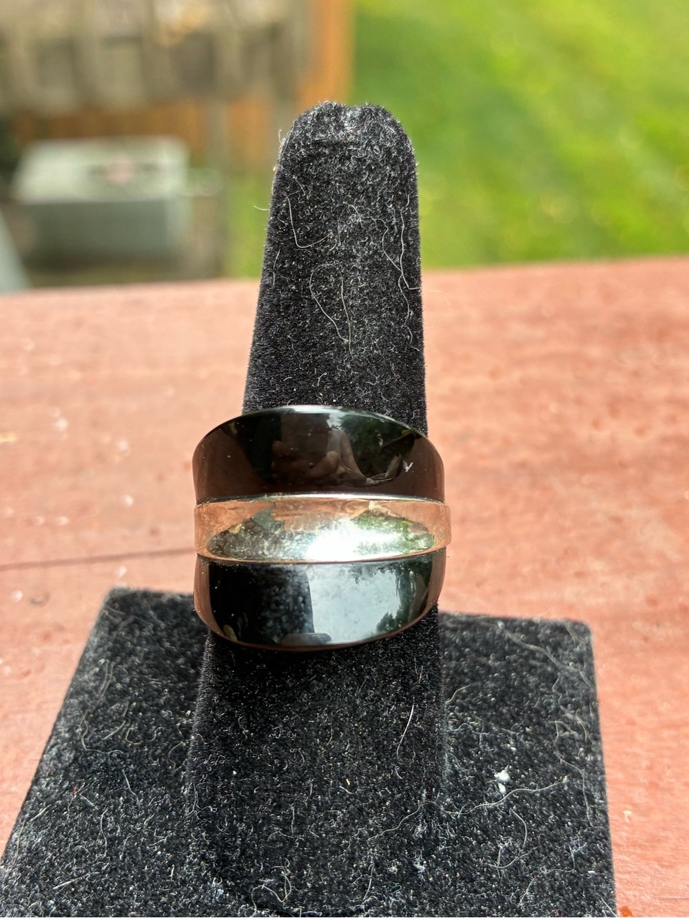 Black Wide Band Ring with Sterling silver